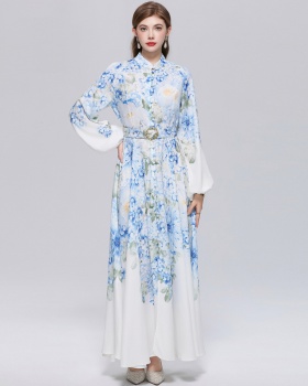 Puff sleeve long dress retro formal dress