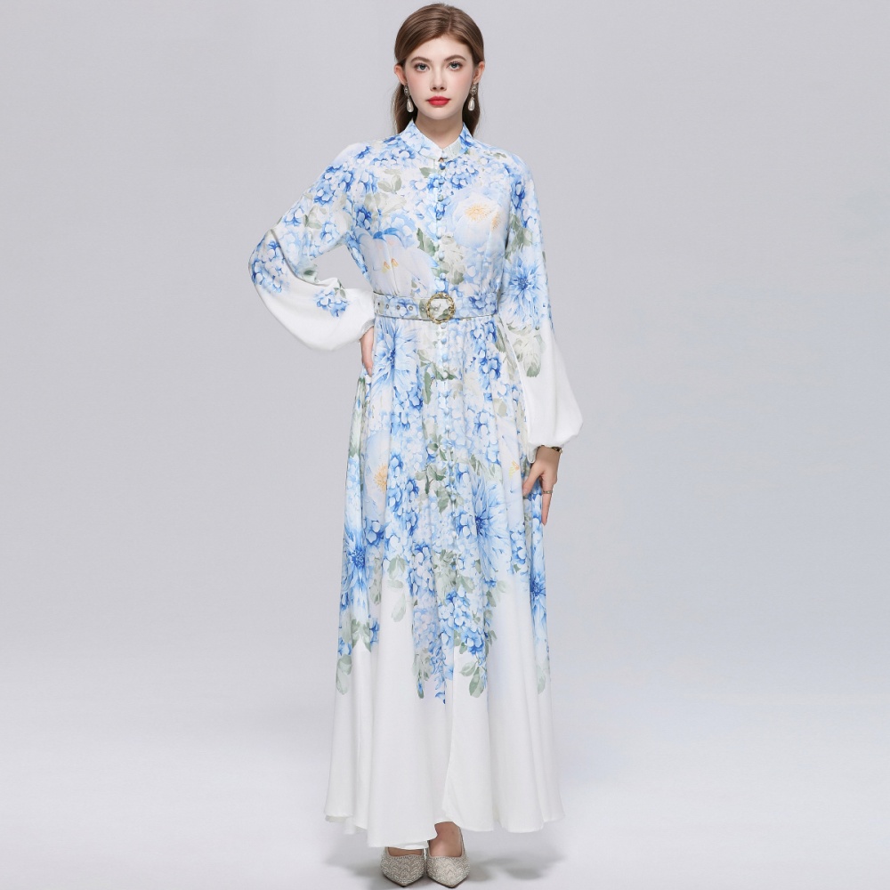 Puff sleeve long dress retro formal dress
