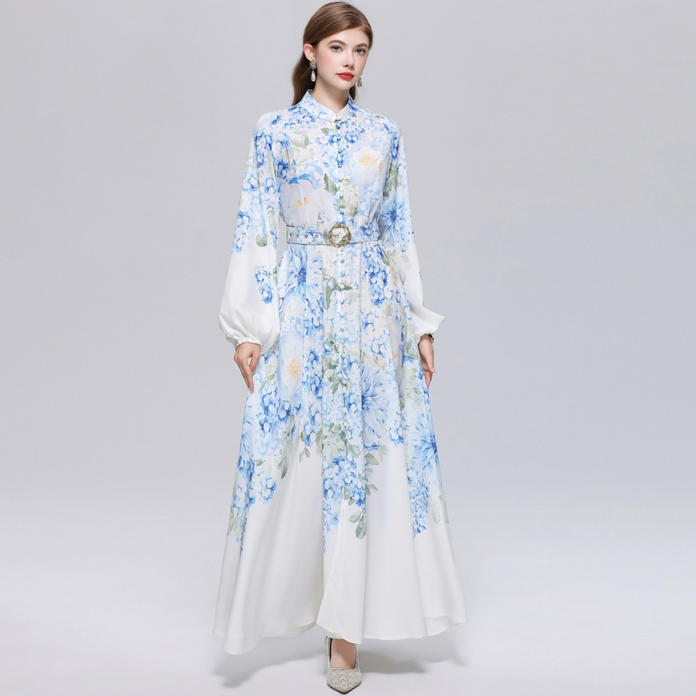 Puff sleeve long dress retro formal dress