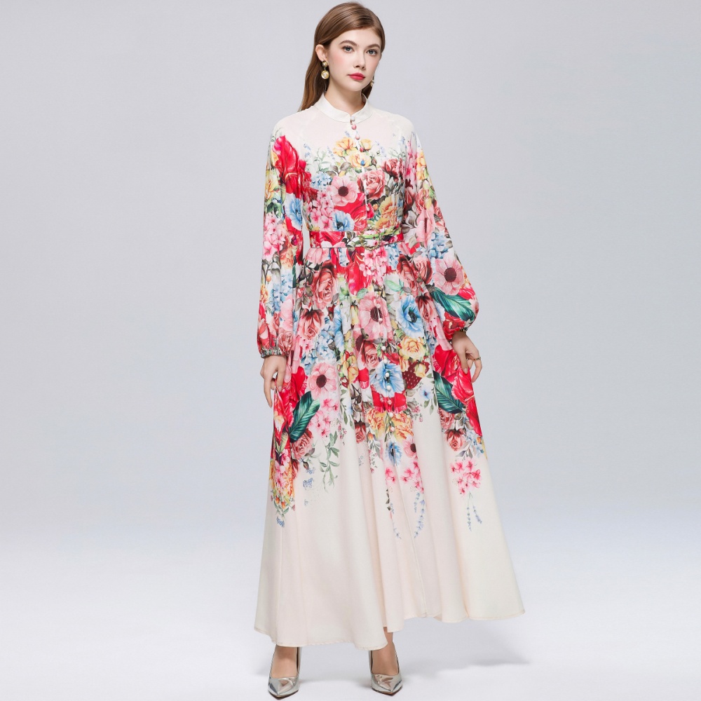 Printing temperament formal dress France style dress