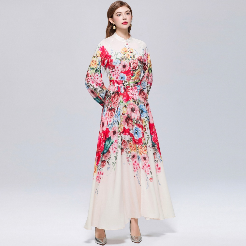 Printing temperament formal dress France style dress