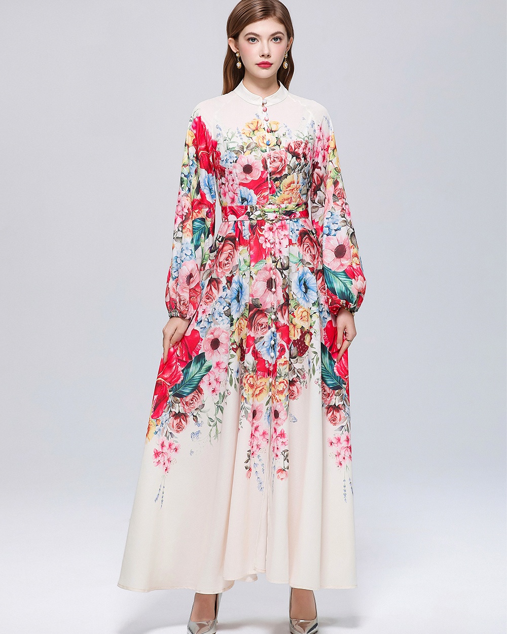 Printing temperament formal dress France style dress