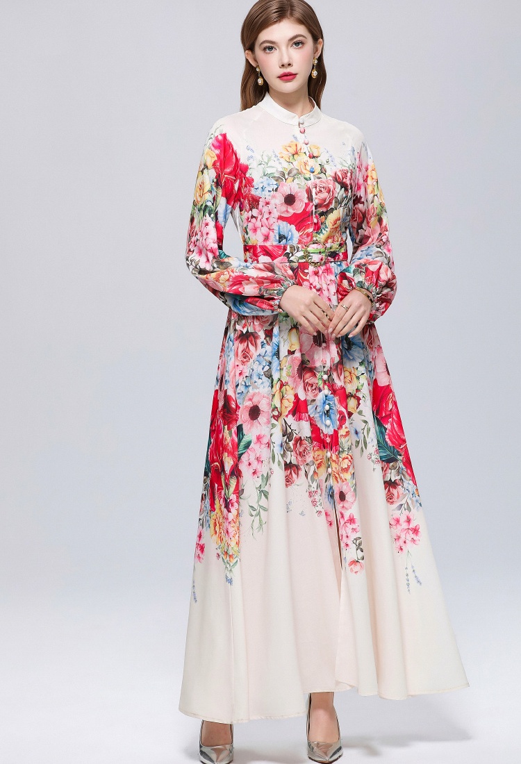 Printing temperament formal dress France style dress