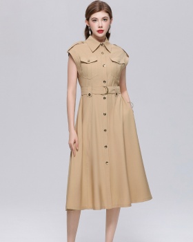 Light sleeveless dress A-line lapel shirt for women