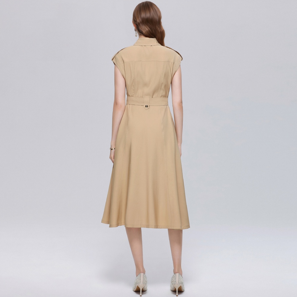 Light sleeveless dress A-line lapel shirt for women