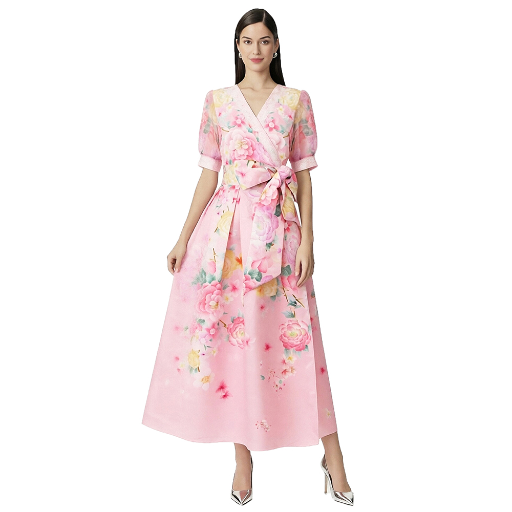 Short sleeve cross collar summer vacation dress