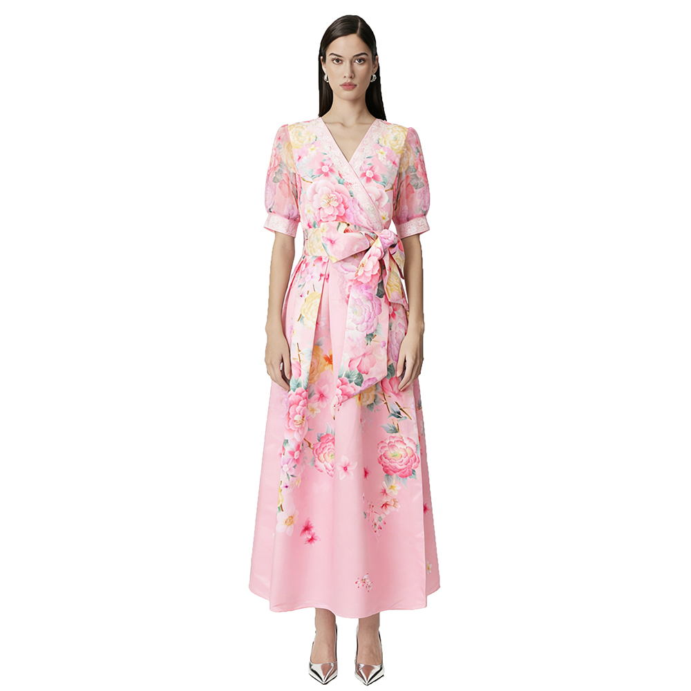 Short sleeve cross collar summer vacation dress