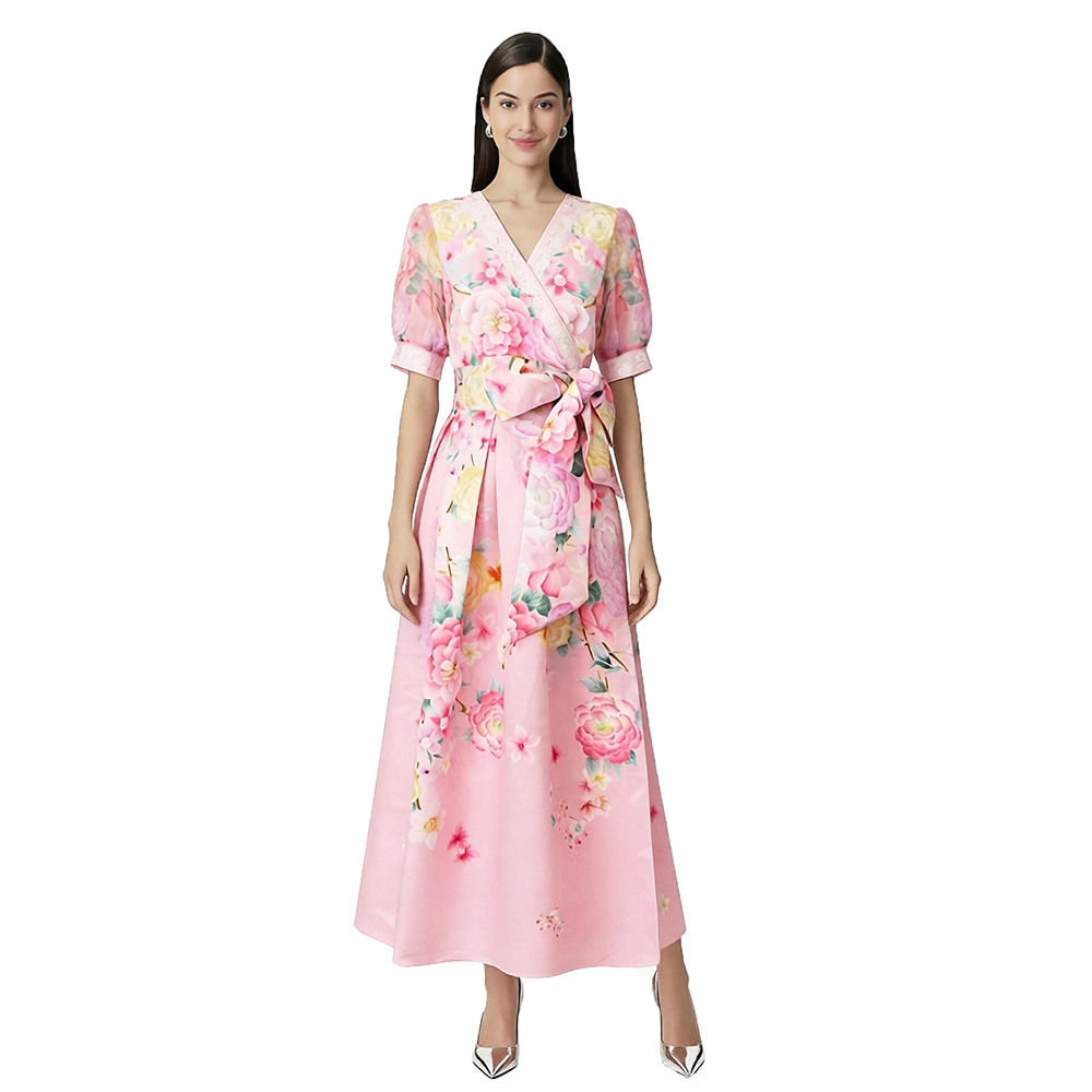 Short sleeve cross collar summer vacation dress