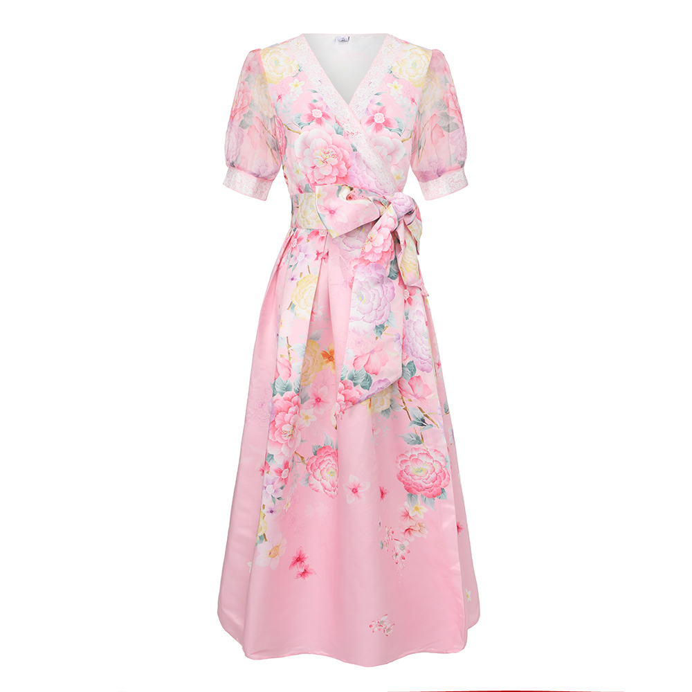 Short sleeve cross collar summer vacation dress