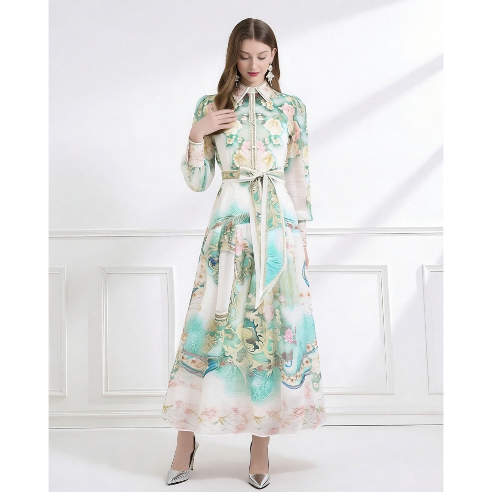 Printing with sling dress elegant style shirt