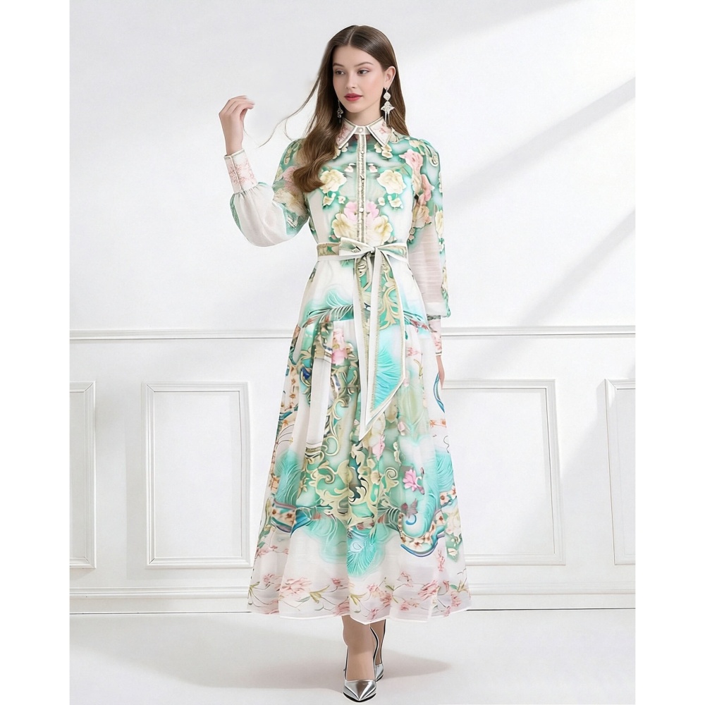 Printing with sling dress elegant style shirt