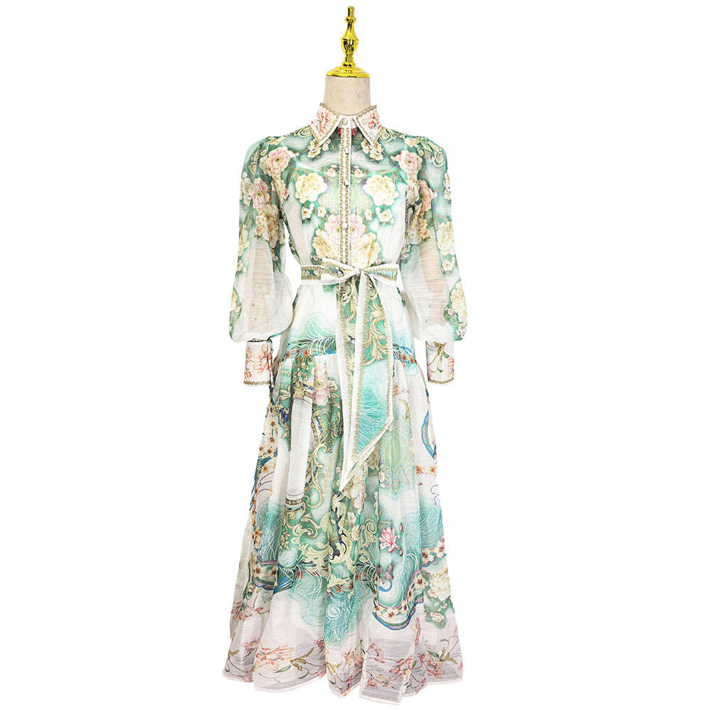 Printing with sling dress elegant style shirt