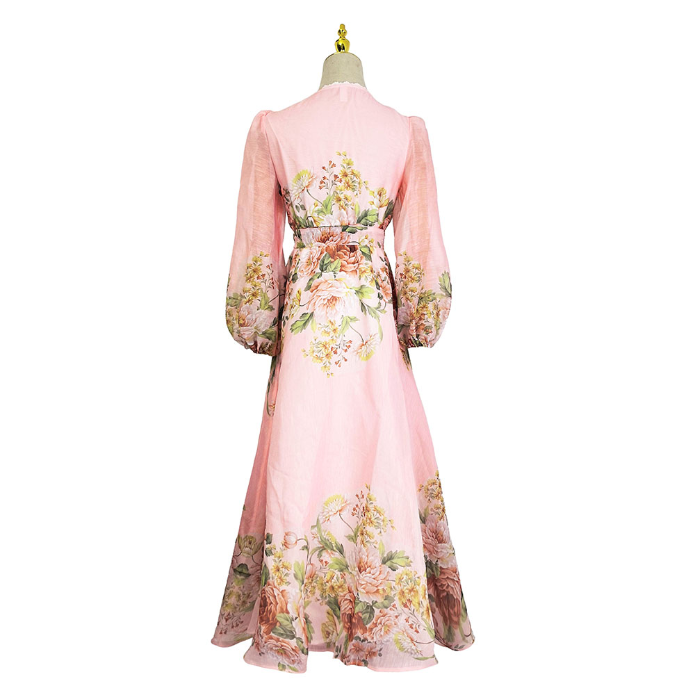 V-neck frenum elegant lace single-breasted spring dress