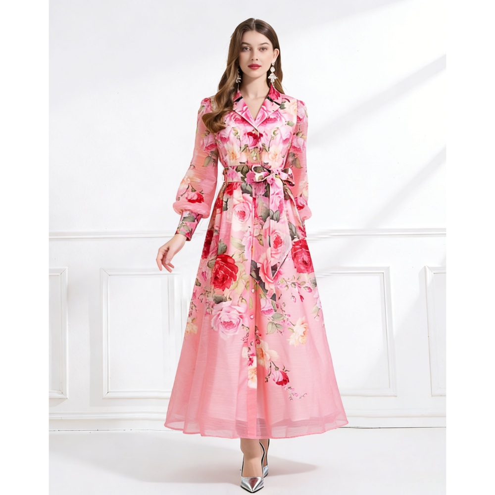 Lantern sleeve dress pinched waist business suit