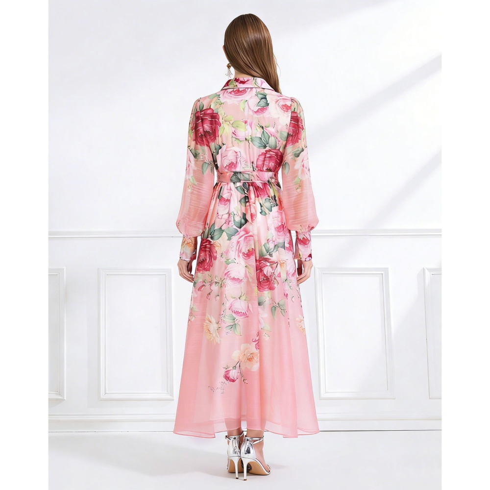 Lantern sleeve dress pinched waist business suit