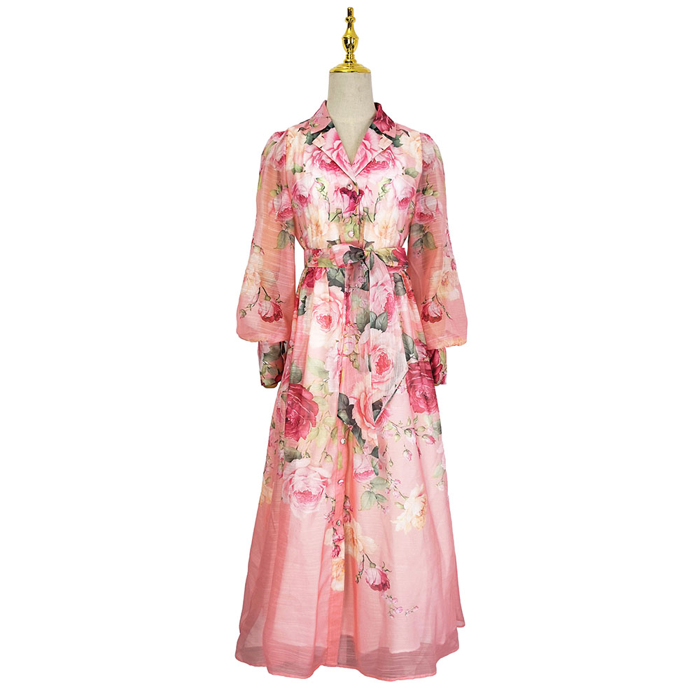 Lantern sleeve dress pinched waist business suit