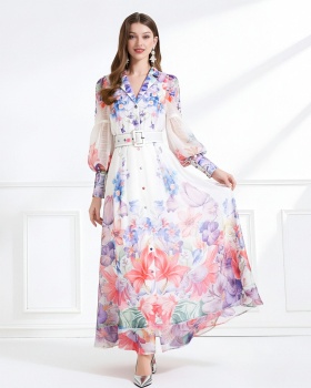 Pattern flowers dress elegant style vacation business suit