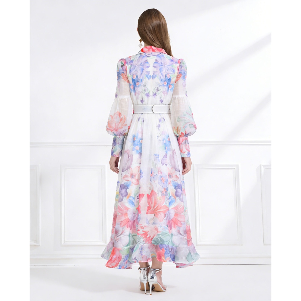 Pattern flowers dress elegant style vacation business suit