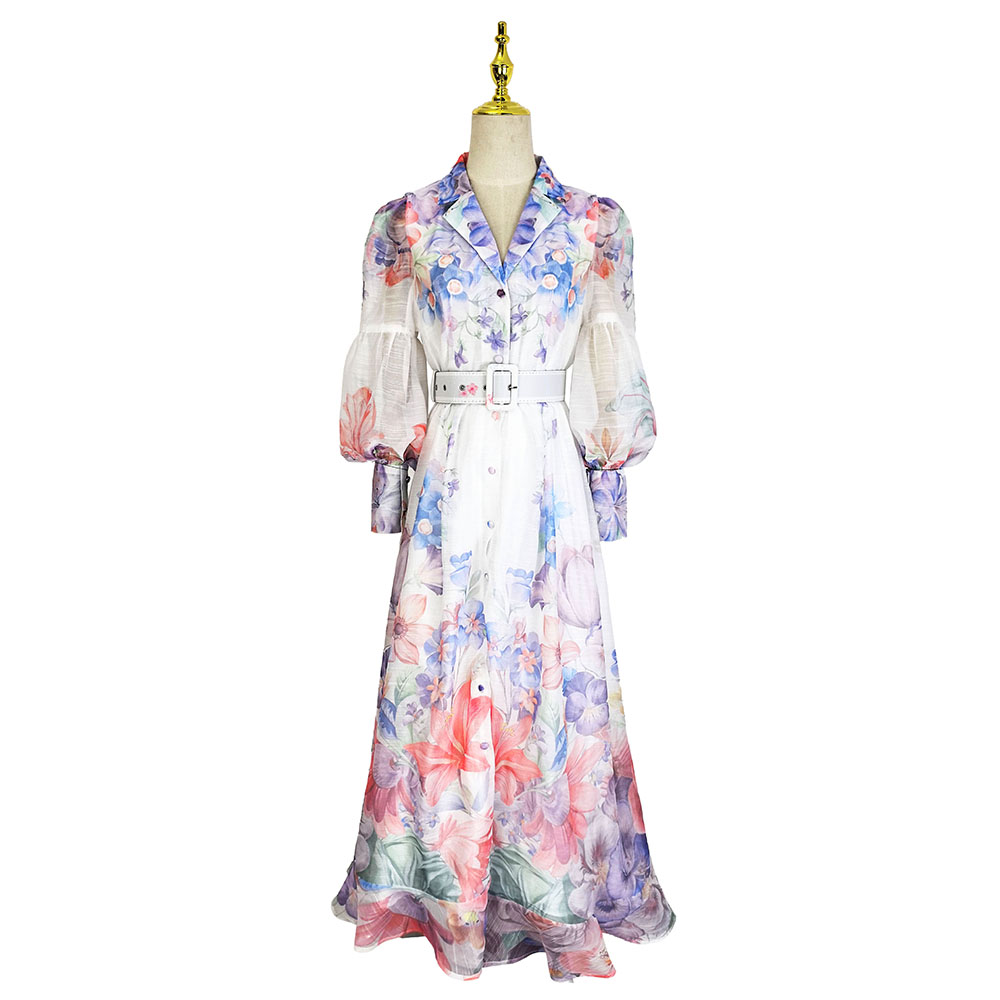 Pattern flowers dress elegant style vacation business suit