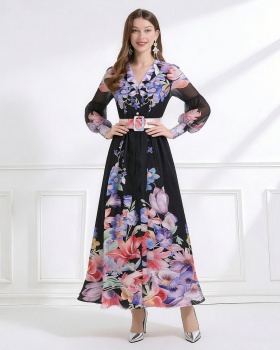 Lotus leaf edges business suit pattern dress