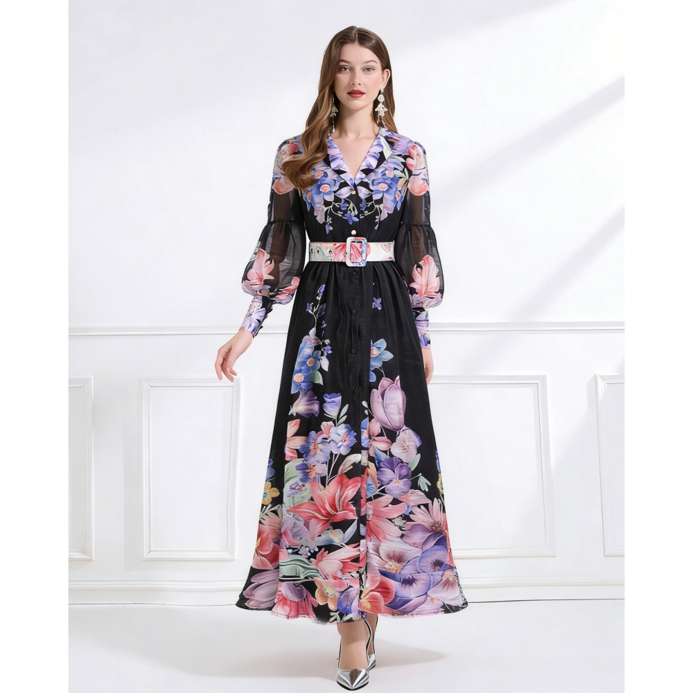 Lotus leaf edges business suit pattern dress