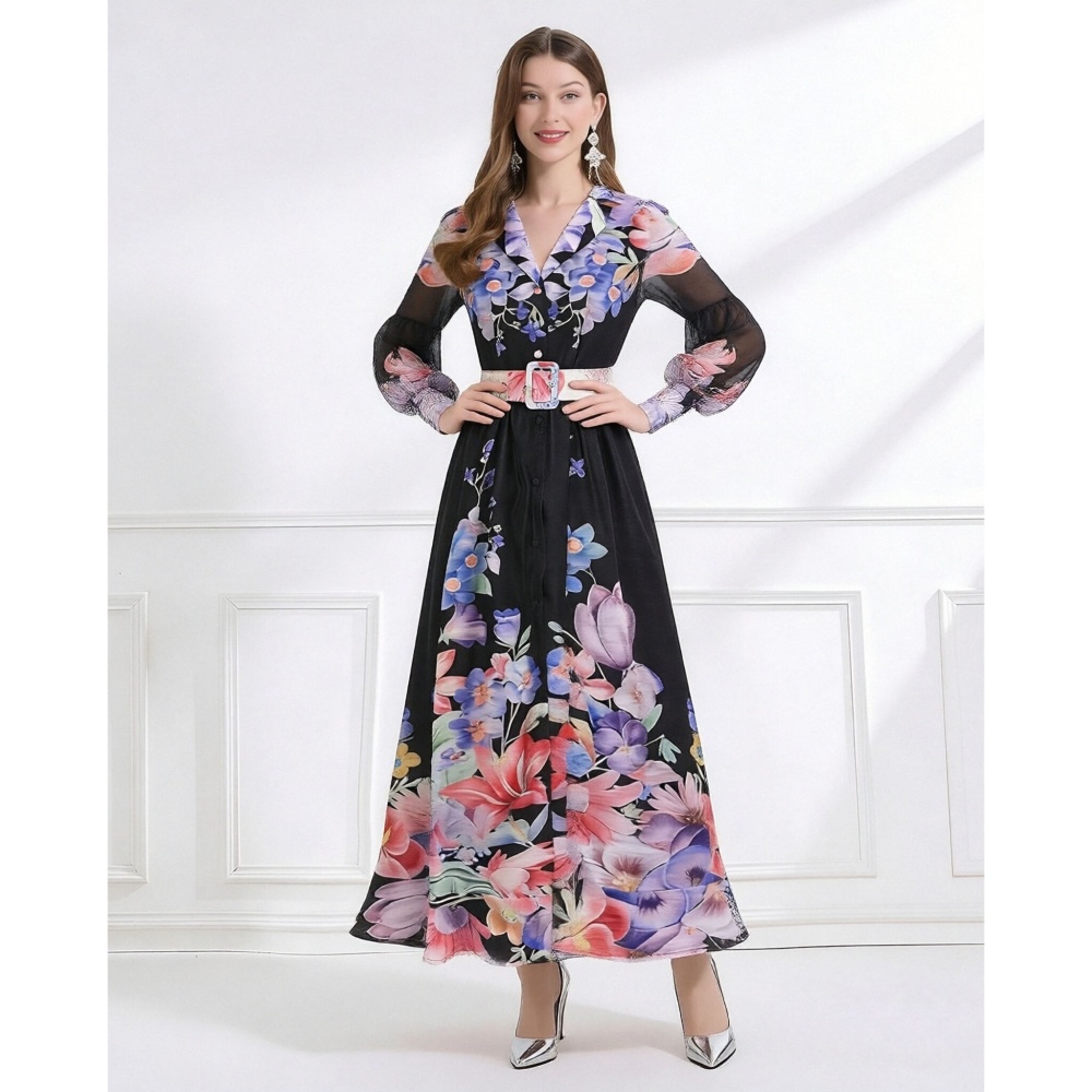 Lotus leaf edges business suit pattern dress