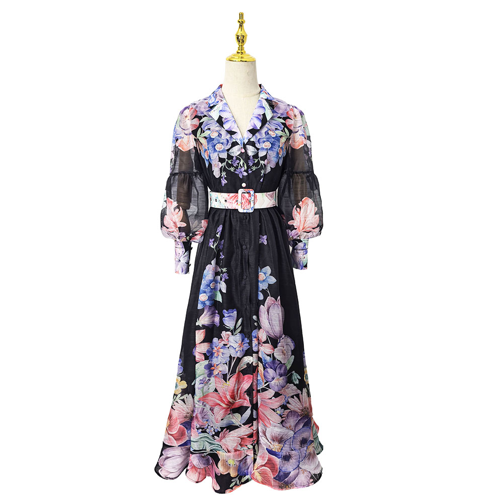 Lotus leaf edges business suit pattern dress