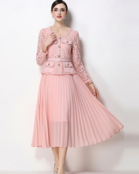 France style long pleated chanelstyle dress