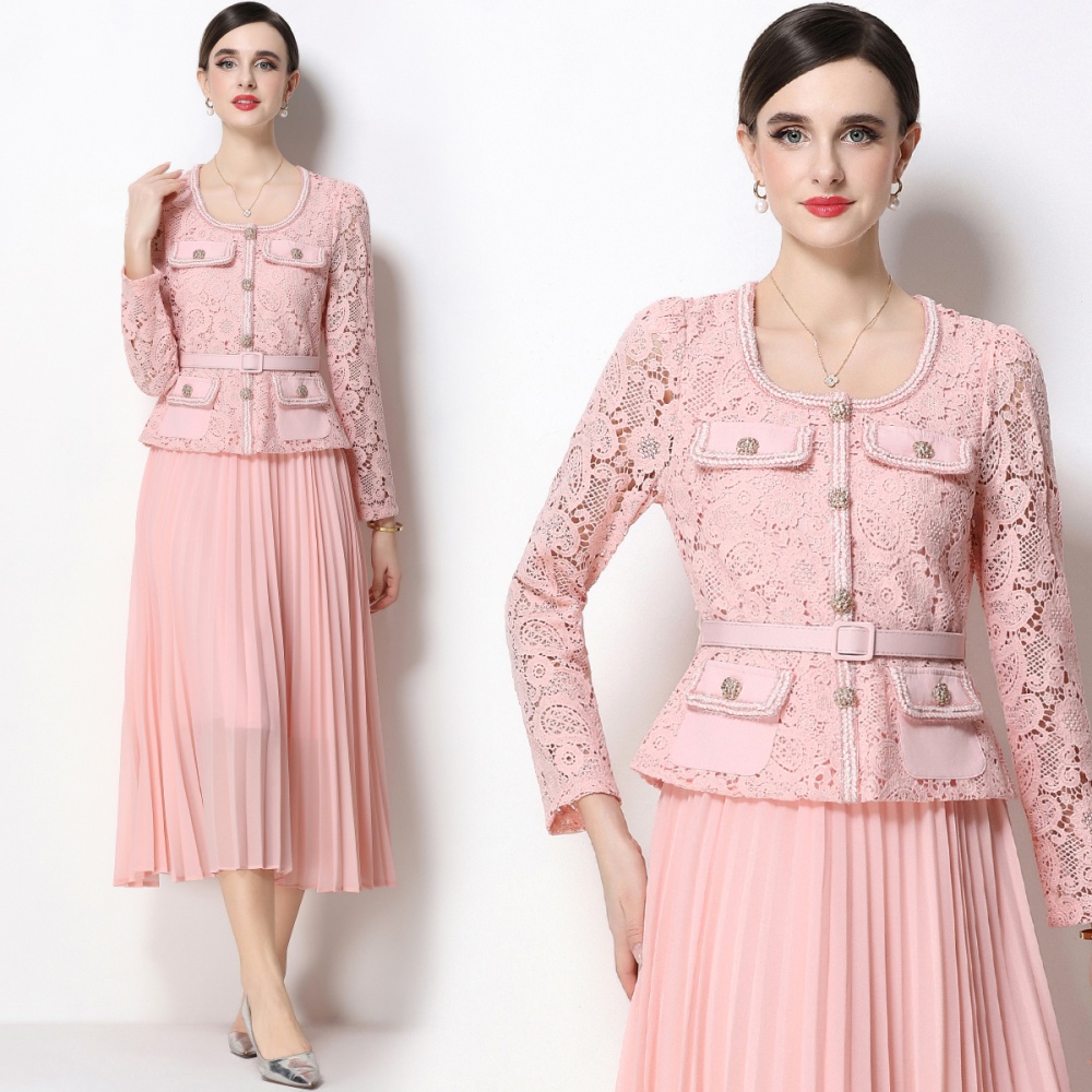 France style long pleated chanelstyle dress