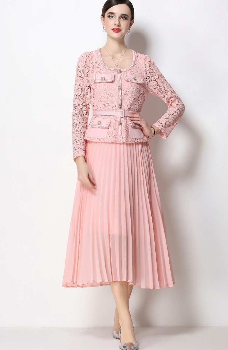 France style long pleated chanelstyle dress