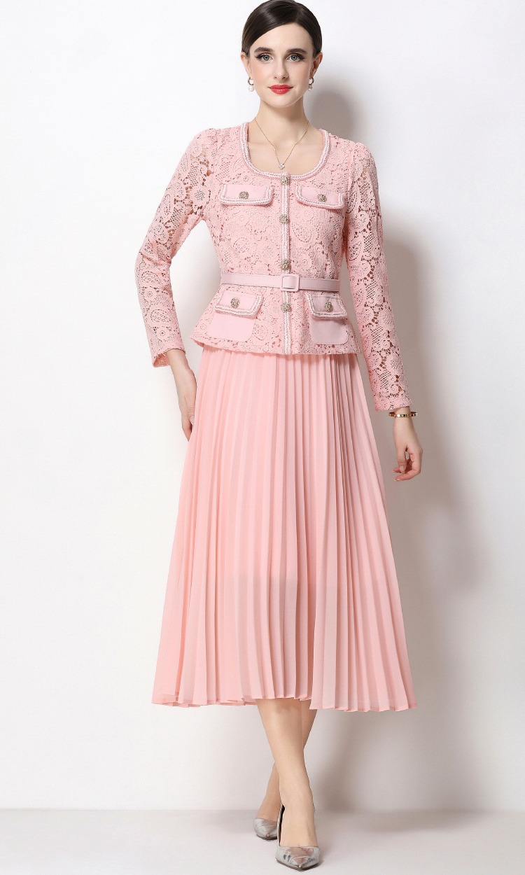 France style long pleated chanelstyle dress