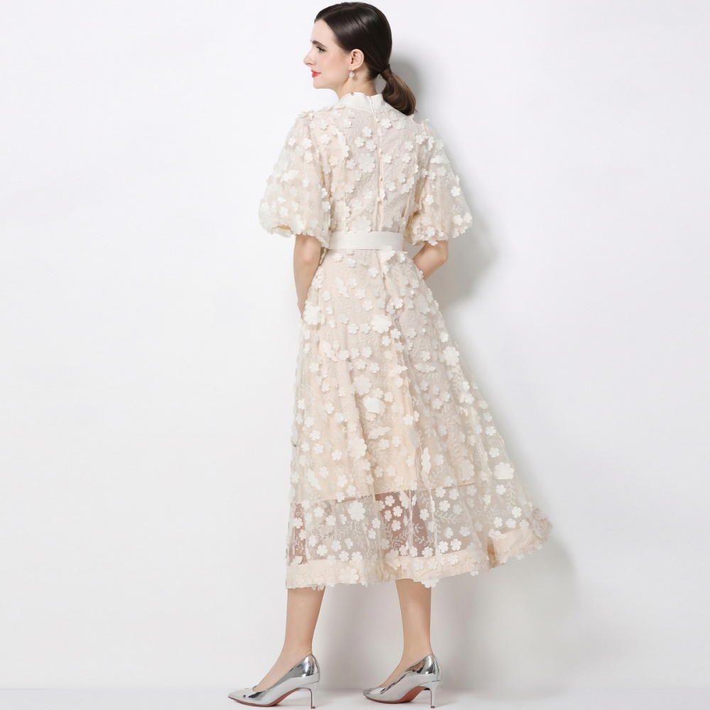 A-line elegant romantic style stereoscopic embroidery dress