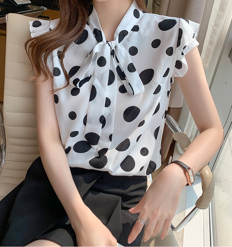 Bow chiffon shirt Western style small shirt for women