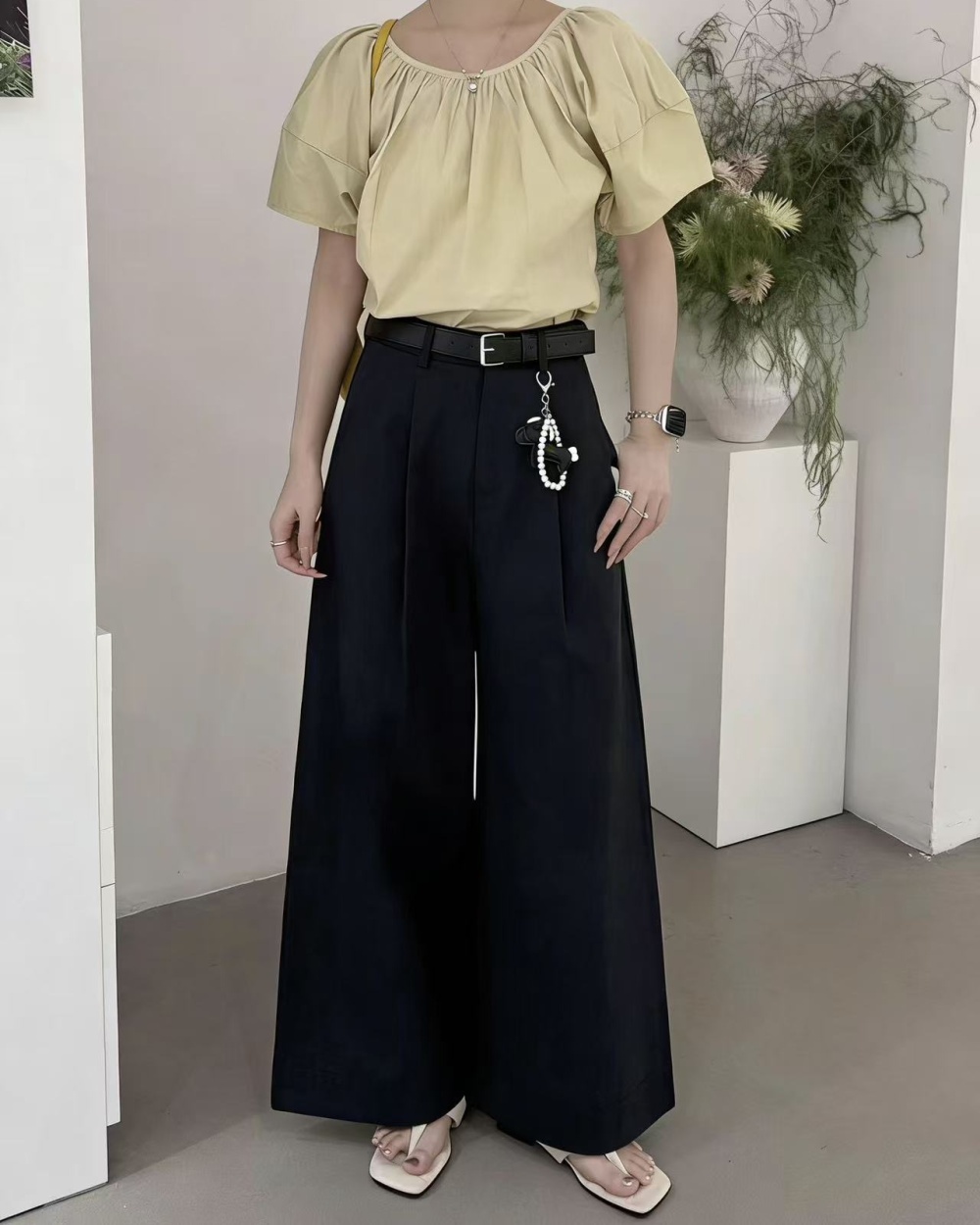 Loose lazy casual pants white wide leg pants for women