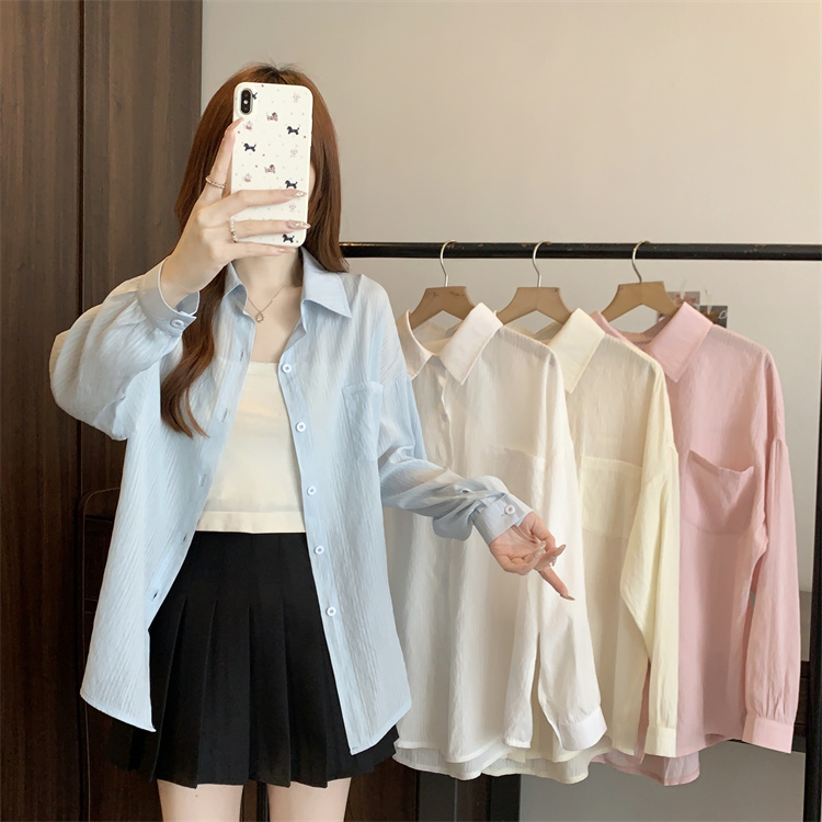 Long sleeve blue large yard tops thin retro shirt