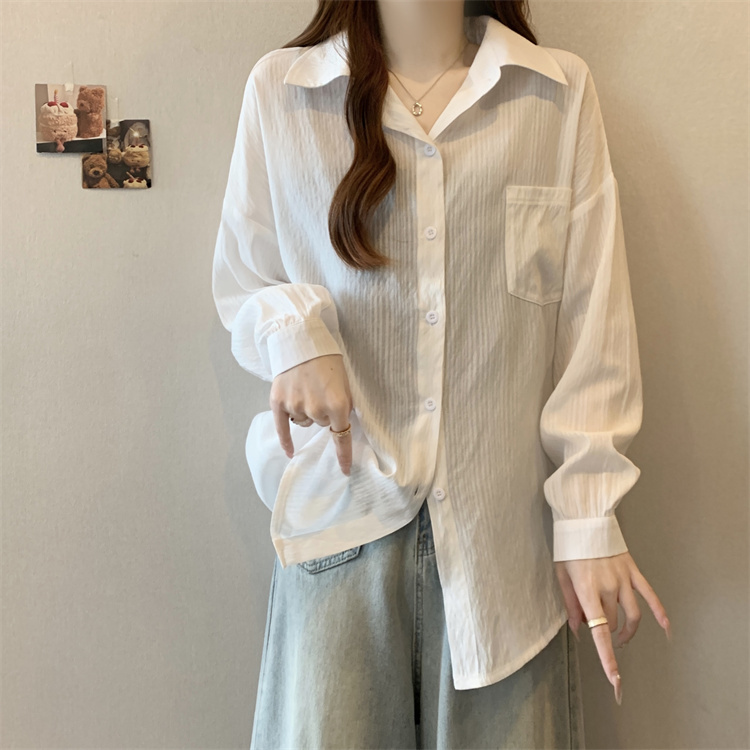 Long sleeve blue large yard tops thin retro shirt