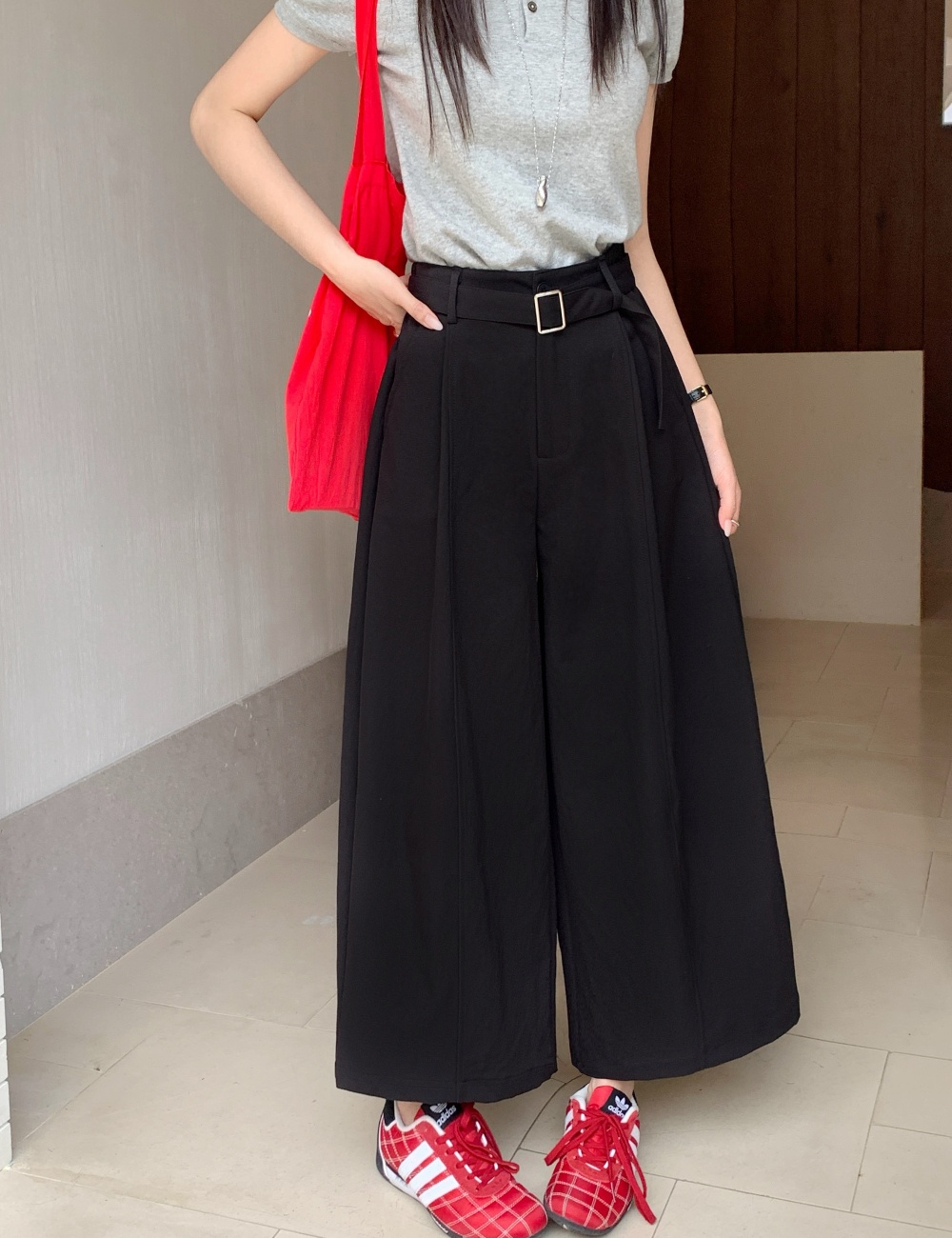 High waist slim wide leg pants spring loose casual pants