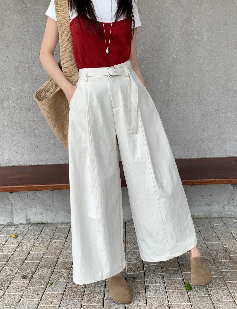 High waist slim wide leg pants spring loose casual pants