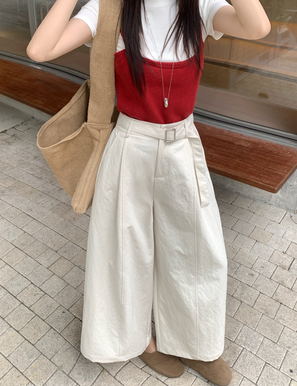 High waist slim wide leg pants spring loose casual pants