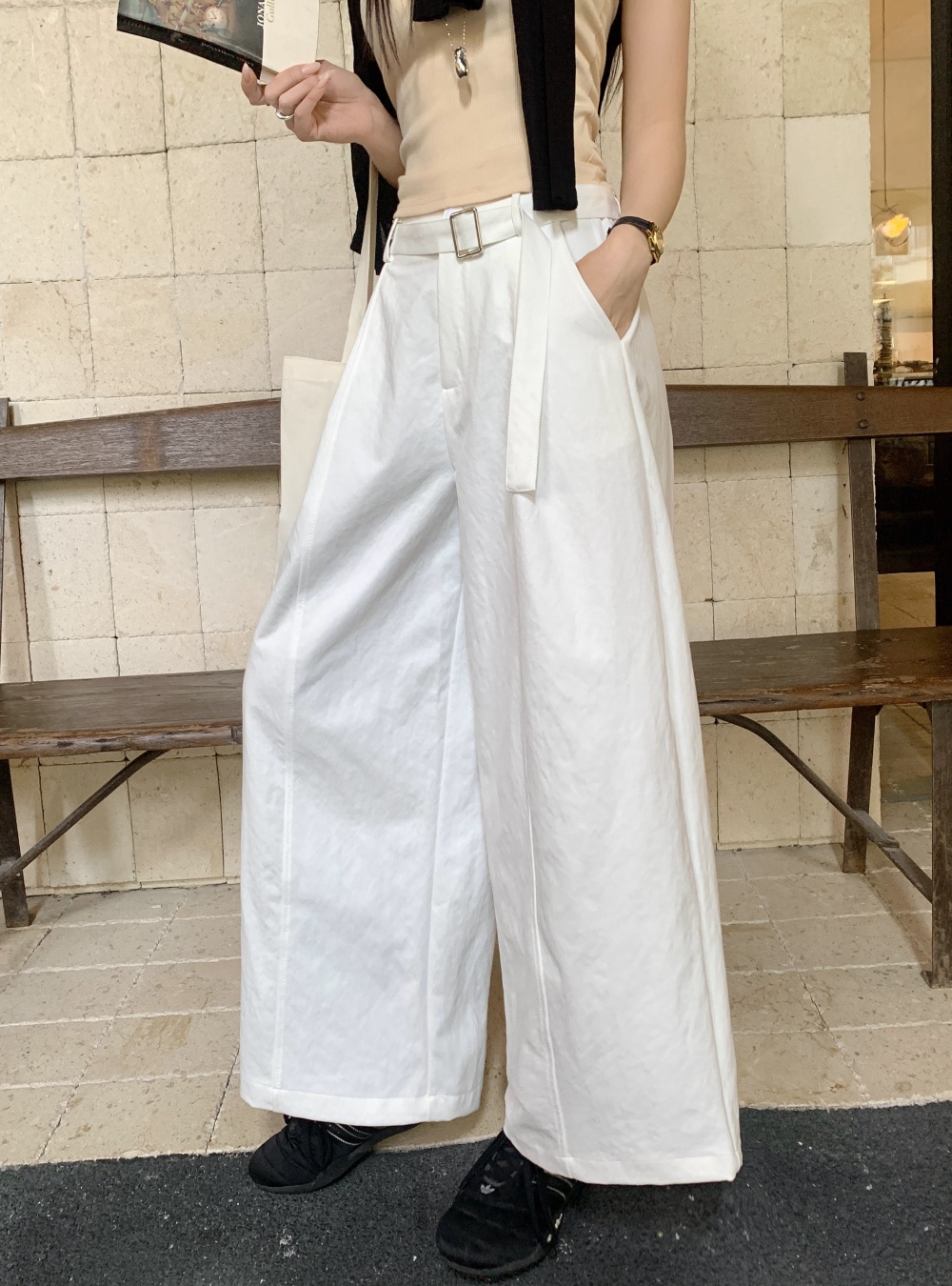 High waist slim wide leg pants spring loose casual pants