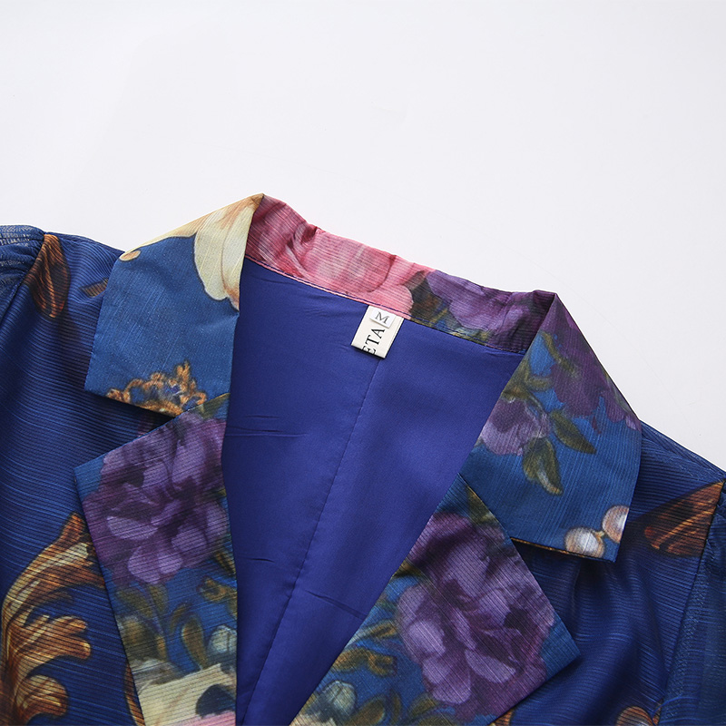 Spring and summer retro shirt long flowers dress