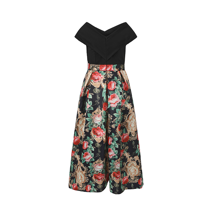 Spring and summer formal dress flat shoulder dress