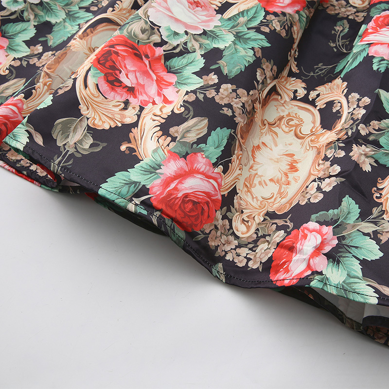 Flat shoulder spring and summer formal dress retro dress