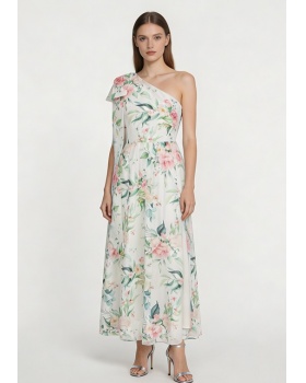 Vacation retro flowers organza spring and summer dress