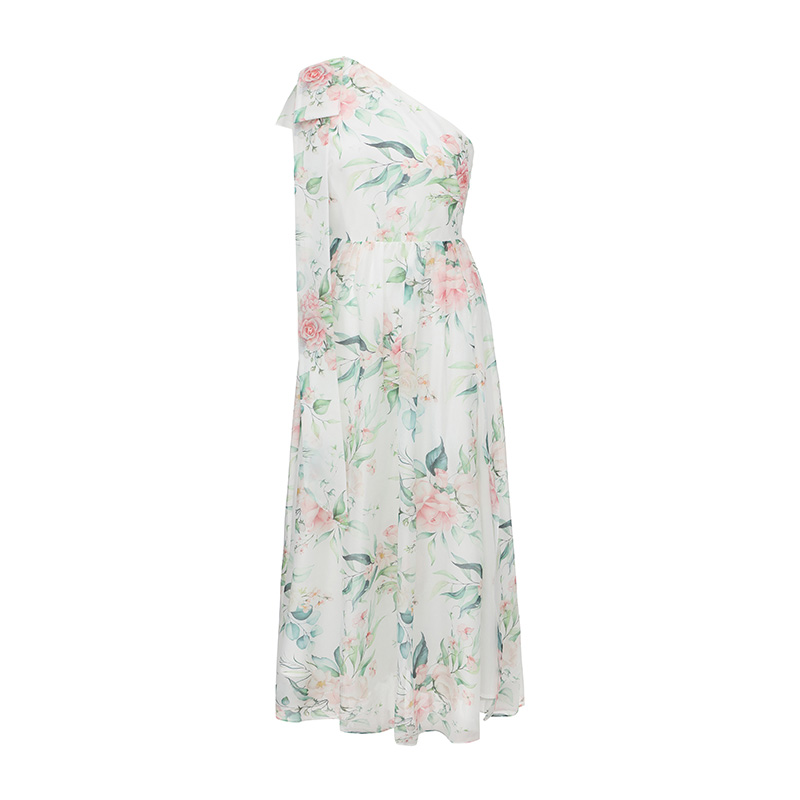 Vacation retro flowers organza spring and summer dress