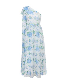 Flowers retro spring and summer sloping shoulder dress