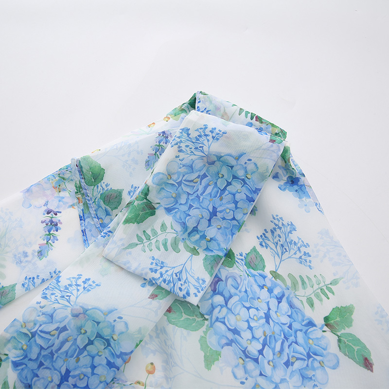 Flowers retro spring and summer sloping shoulder dress