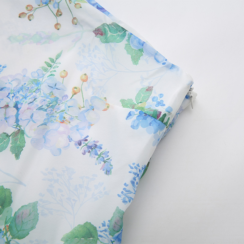 Flowers retro spring and summer sloping shoulder dress