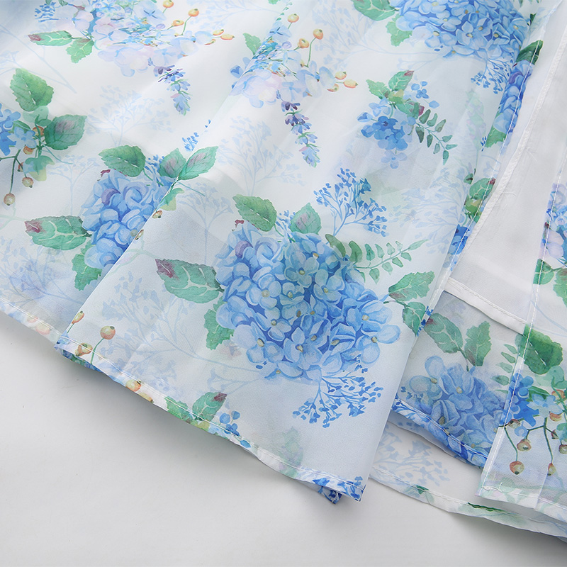 Flowers retro spring and summer sloping shoulder dress