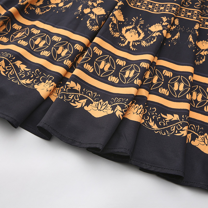 Retro big skirt national style long cstand collar dress